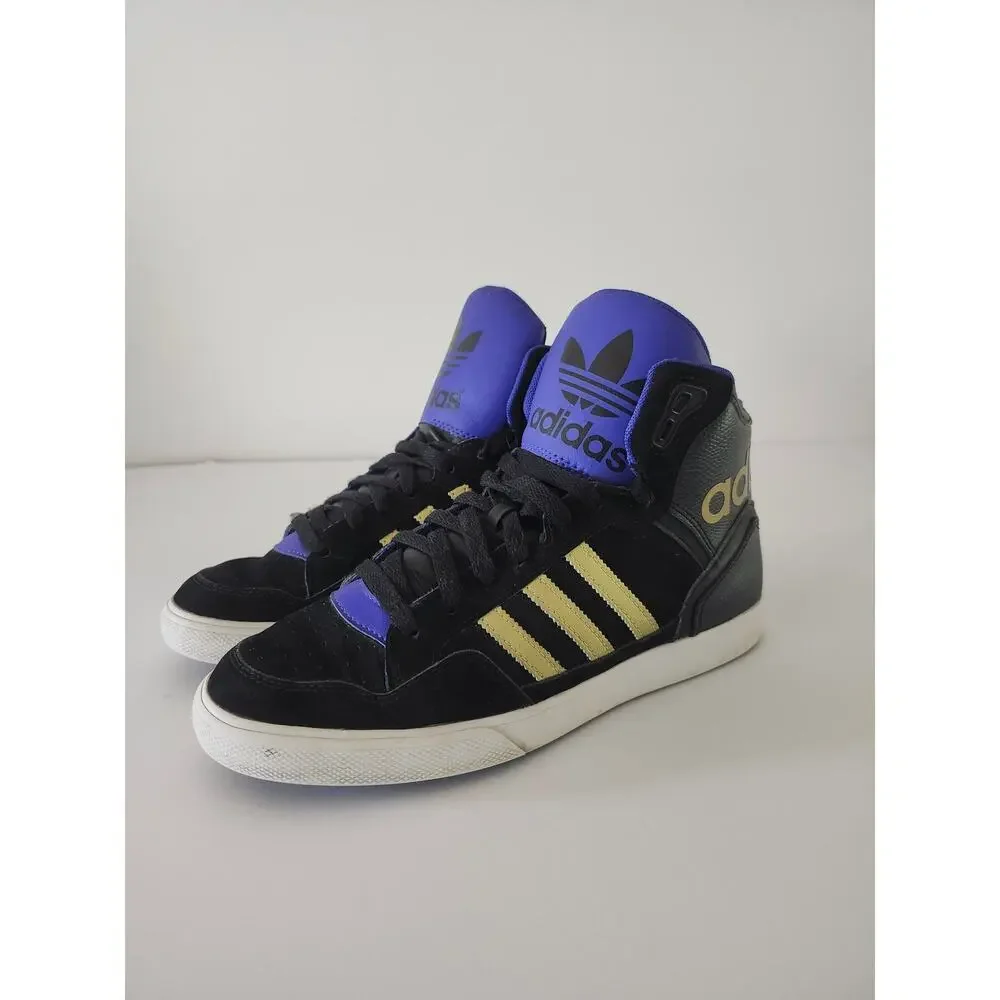 Adidas AR 2.0 Men's Black Gold Purple Sz 9 High Top Sneaker Retro Strap